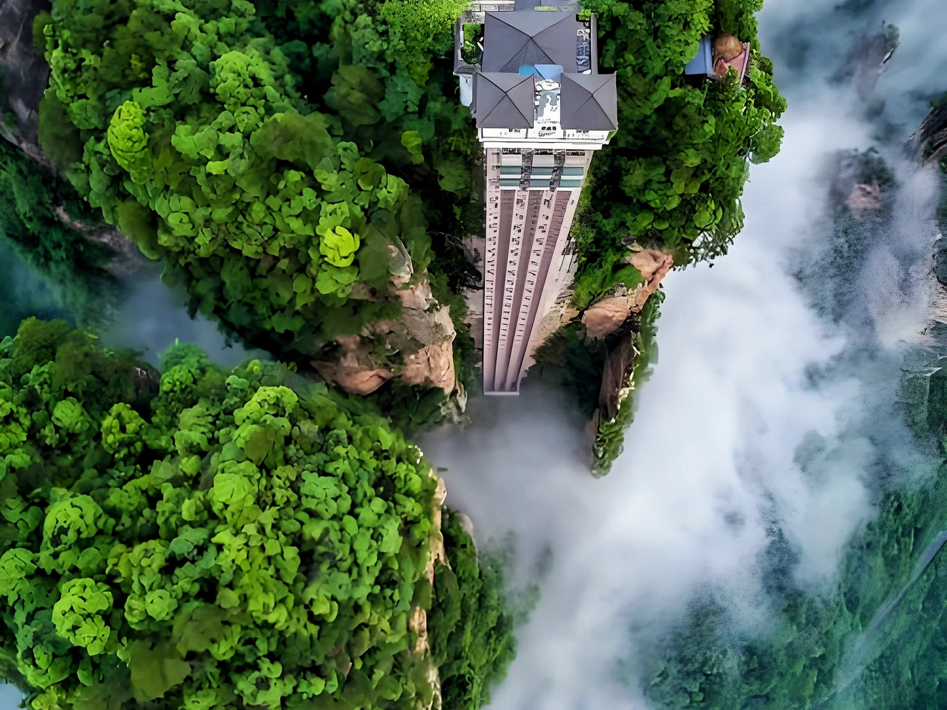 Zhangjiajie National Forest Park sandstone pillars rising through morning mist, the inspiration for Avatar's Hallelujah Mountains